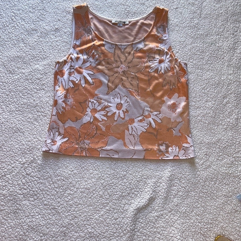 St. John Floral Tank Top - Orange and White